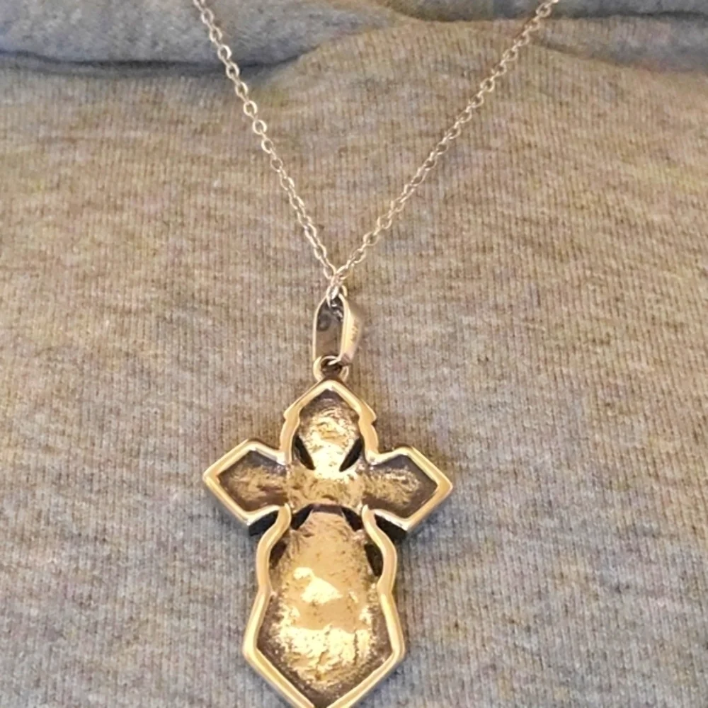 Tiger's Eye Cross Pendant Necklace Stainless Steel